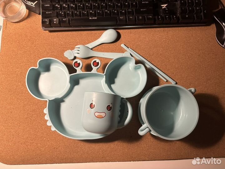 Набор детской посуды из бамбука для кормления