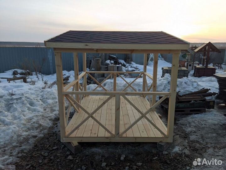 Беседка из дерева ручная работа