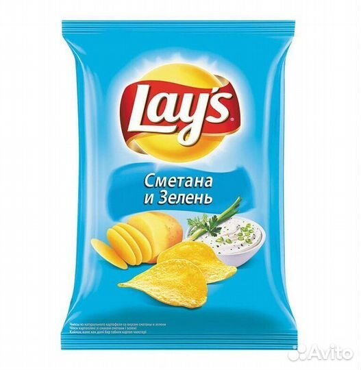 Чипсы Лейс (lays) Сметана и Зелень 81г