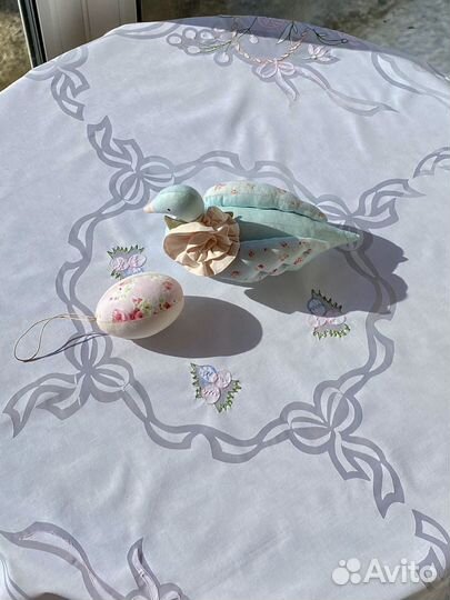 Скатерть пасхальная чайная, наперон. Винтаж
