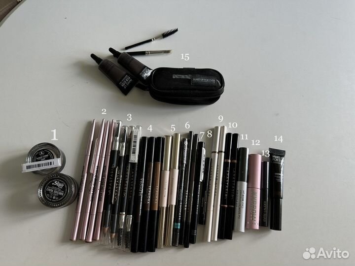 Продукты для бровей разных брендов