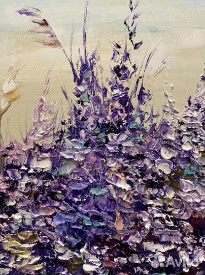 Картины объемными мазками синяя и фиолетовая 40/40