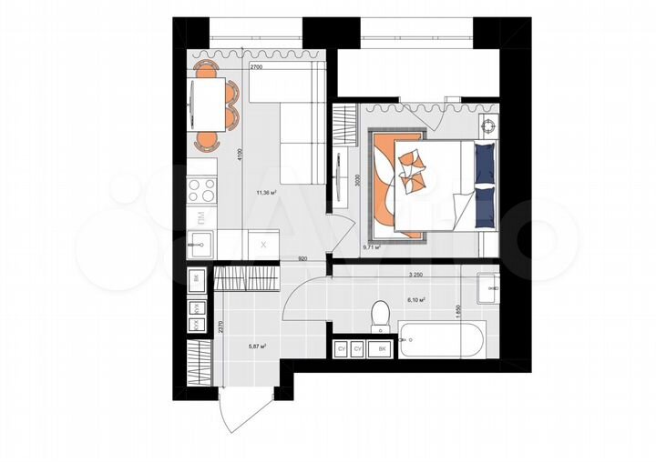 1-к. квартира, 34,5 м², 6/19 эт.
