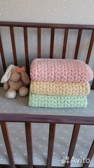 Плед детский в коляску вязаный ручная работа