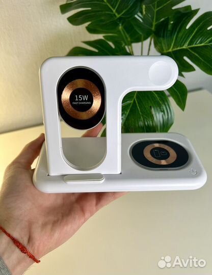 Беспроводная зарядка для iPhone док станция 4 в 1