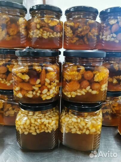 Мед натуральный с орехами фасованный 330гр опт