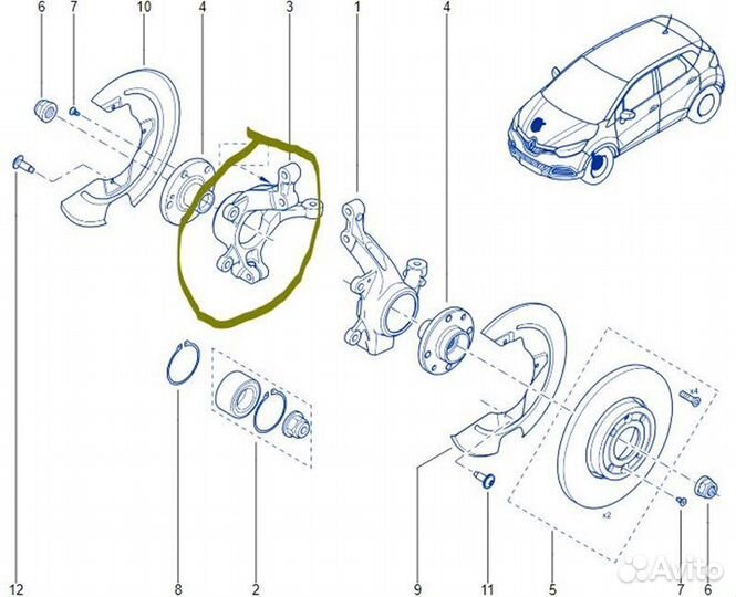 Кулак поворотный передний левый Renault Kaptur RBA