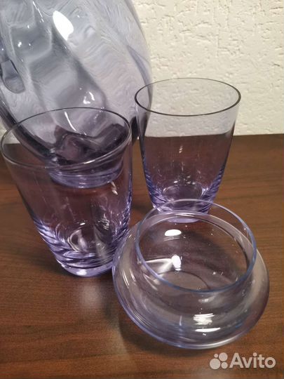 Кувшин и стаканы цветное стекло хрусталь СССР