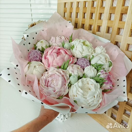 Пионы из зефира