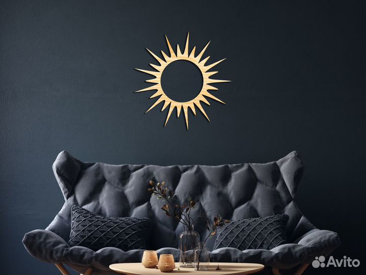 Солнечное затмение панно на стену из дерева солнце