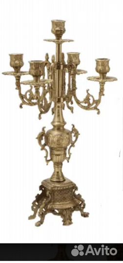 Бронзовый канделябр на 5 рожк с гасителем, золото