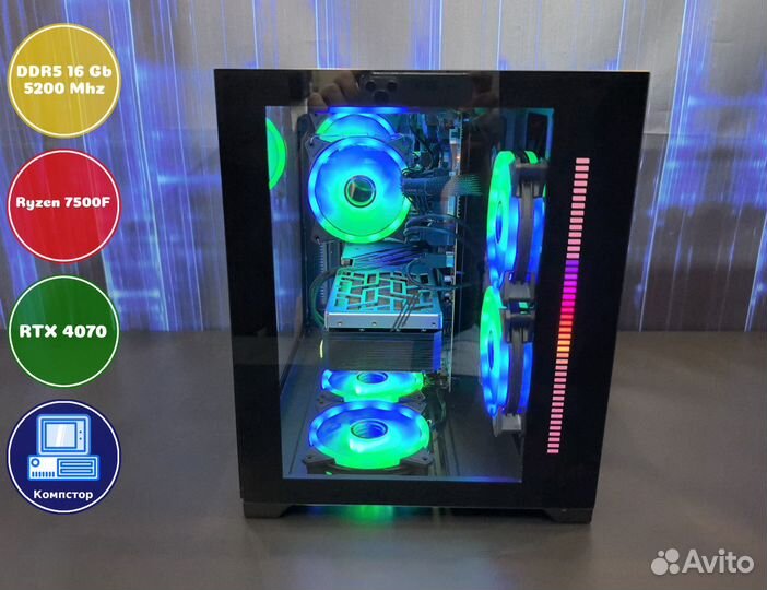 Игровой пк новый AMD7500F-RTX4070-16DDR5-GVH62-B650