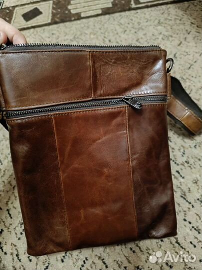 Сумка мужская натуральная кожа через плечо