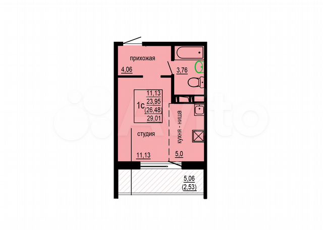 Квартира-студия, 26,5 м², 8/10 эт.
