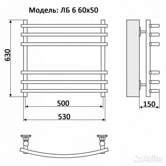 Водяной полотенцесушитель ника bamboo лб-6 60/50