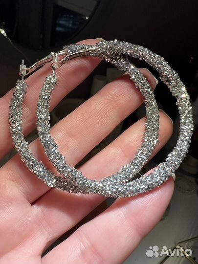 Zara Серьги Кольца 2шт Кристаллы Новые