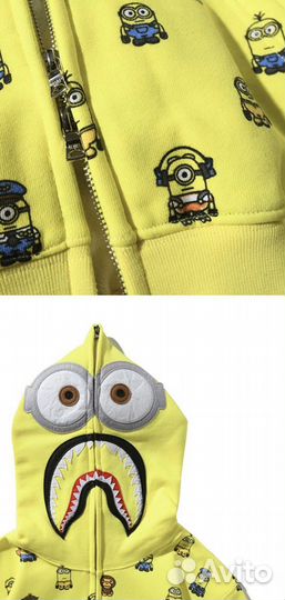 Зип-худи Bape x Minions Shark желтая