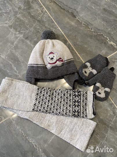 Набор шапка, шарф и варежки