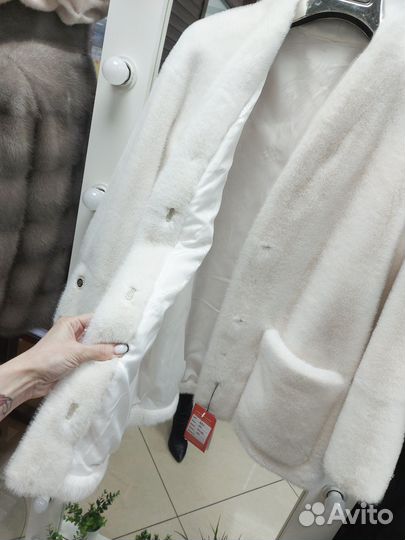 Шуба эко норка V воротник новая lux