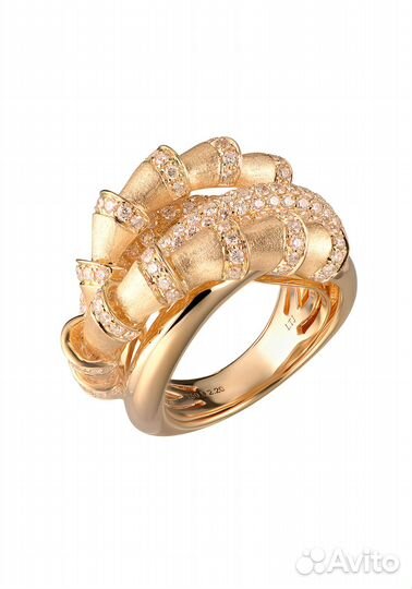 Кольцо В стиле Cartier Bamboo Yellow Gold and Diam