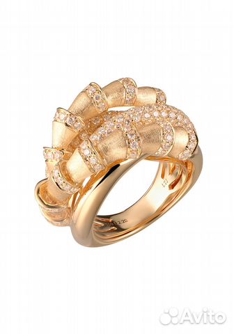 Кольцо В стиле Cartier Bamboo Yellow Gold and Diam