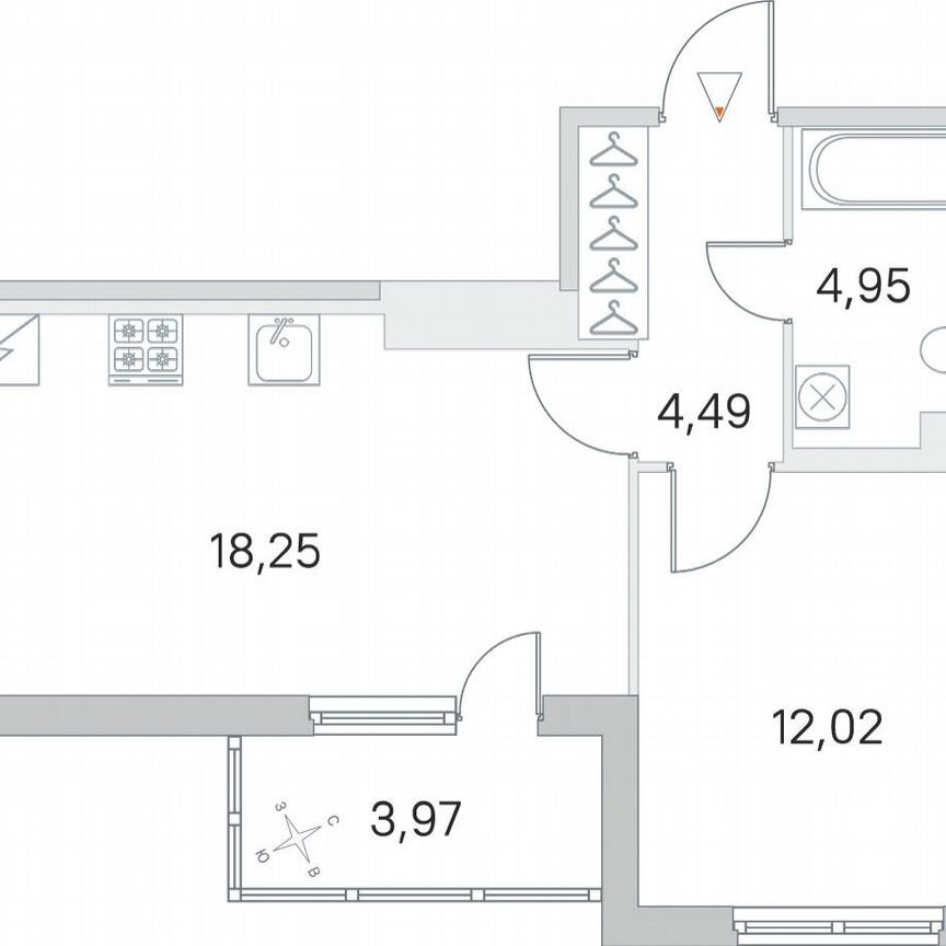 1-к. квартира, 41,7 м², 1/5 эт.