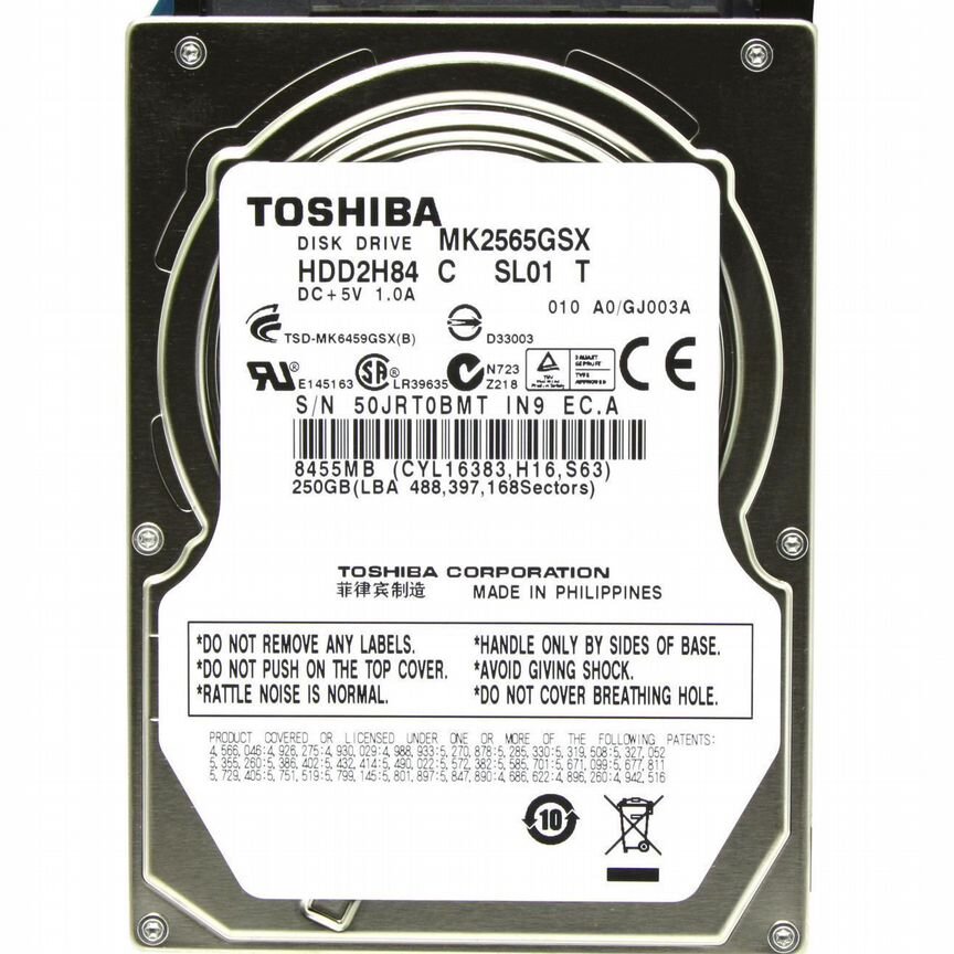 [MK2565GSX] Жесткий Диск Toshiba 250gb Sata2 2,5" Mk2565gsx