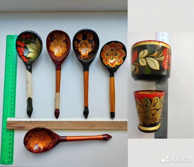 Ложки, солонка, стопка хохлома СССР