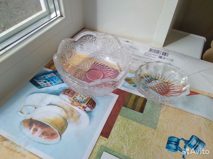 Ваза для фруктов СССР, хрусталь, конфетница 12см