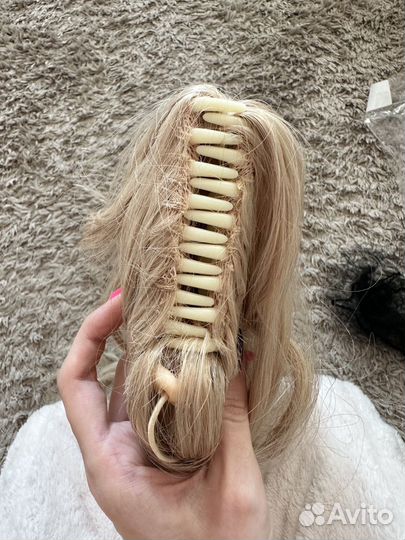 Хвост шиньон искуств накладной на заколке 65 см