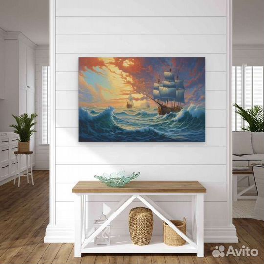 Картина маслом Корабль на волнах Шторм