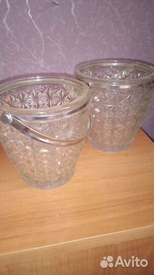 Горшки хрустальные с ободком и ручкой