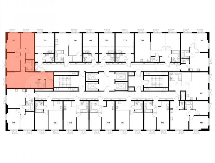 3-к. квартира, 79,7 м², 23/25 эт.