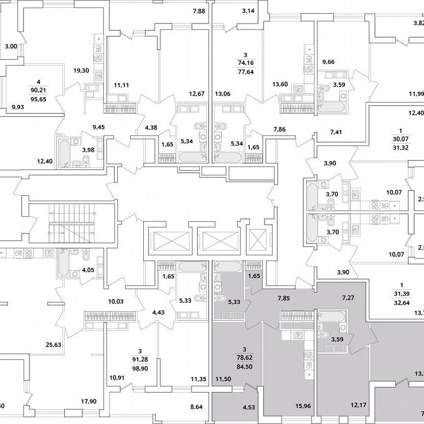 3-к. квартира, 84,7 м², 17/18 эт.