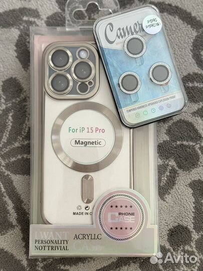 Чехол и линзы для айфон 15 про
