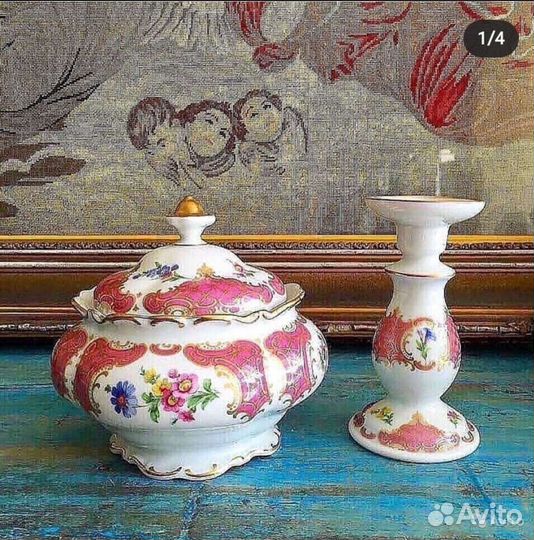 Фарфор Lindner. Конфетница, подсвечник