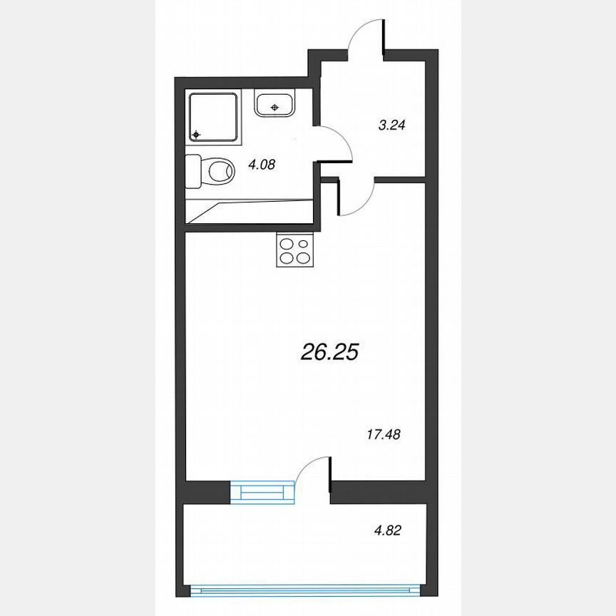Квартира-студия, 29,6 м², 13/22 эт.