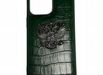 Чехол Leather Case с металлическим гербом для iPho
