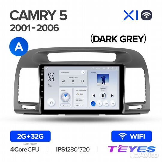 Магнитола Teyes X1 Wi-Fi 2/32 Toyota Camry 5 01-06