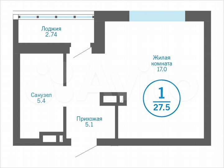 Квартира-студия, 27,5 м², 8/17 эт.