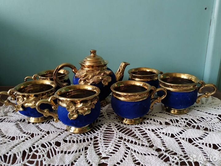 Чайный сервиз СССР синий бархат