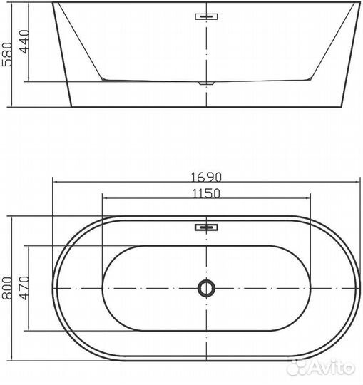 Акриловая ванна Swedbe Vita 8800G 170x80