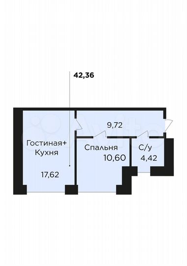 2-к. апартаменты, 42,4 м², 3/6 эт.