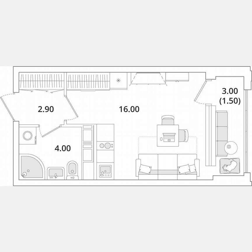 Квартира-студия, 24,4 м², 10/13 эт.