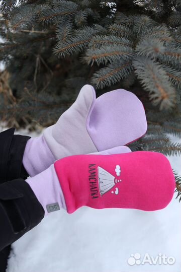 Варежки футер с начёсом ручная работа