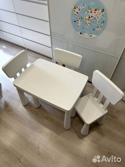 Стол и 3 стульчика mammut IKEA