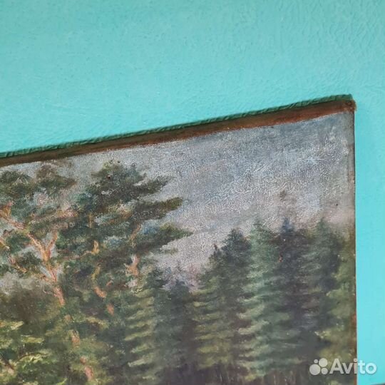 Картина маслом СССР лес мост