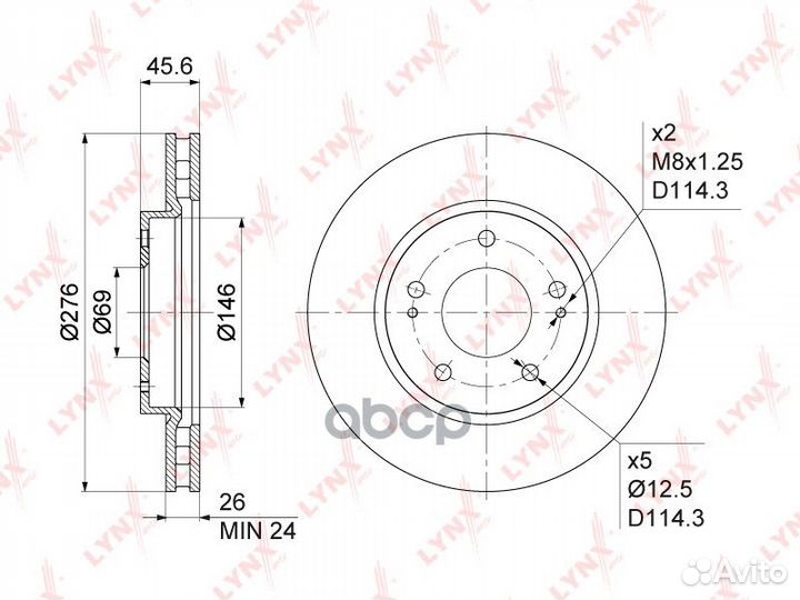 Диск тормозной передний (276x26) mitsubishi Lan