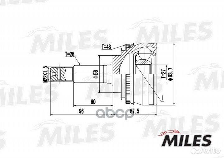 ШРУС наружный toyota camry 2.0-2.2 91-01 (с ABS)