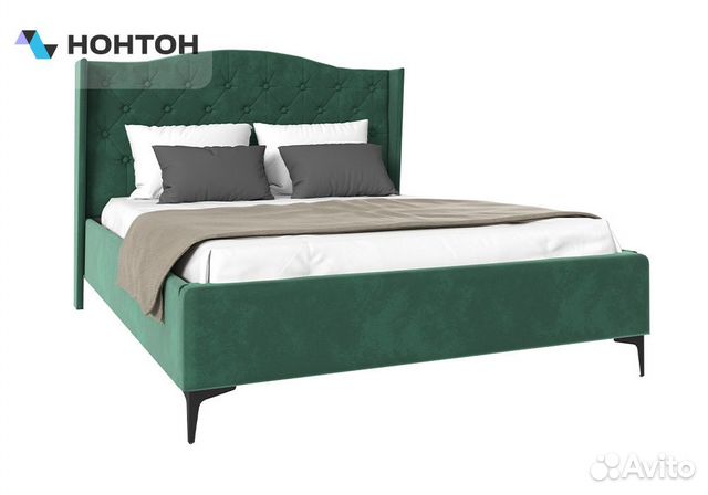 Кровать Флоренция велюр зеленый